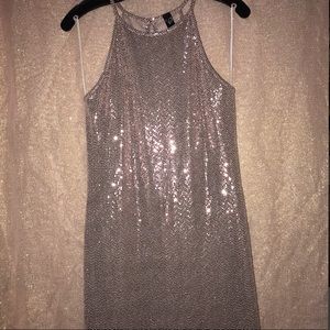 Neutral pink dress with mini sequence all over!